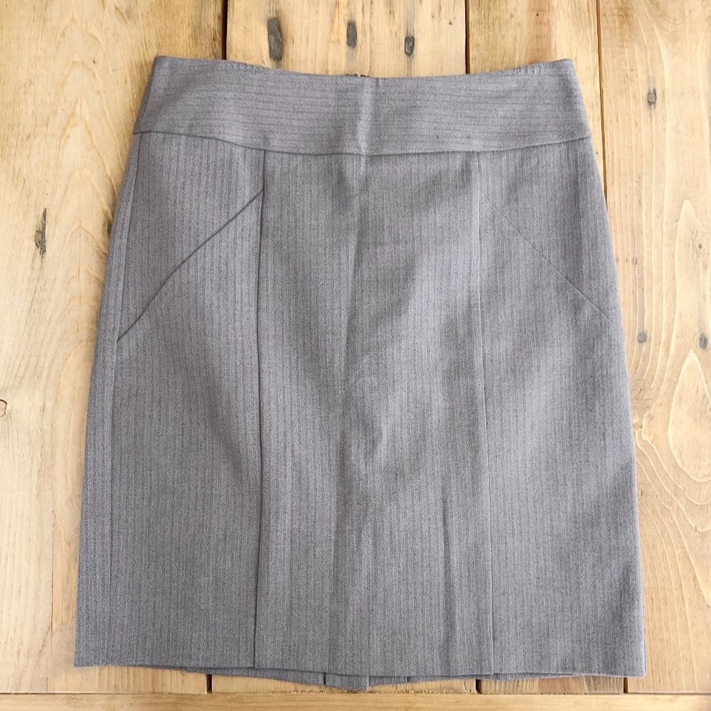 Banana Republic Gray Herringbone‎ Stretch Skirt Business Pencil 8